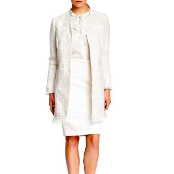 NWT Vertigo Paris Tweed Fringe Boucle Coat NWT Ivory